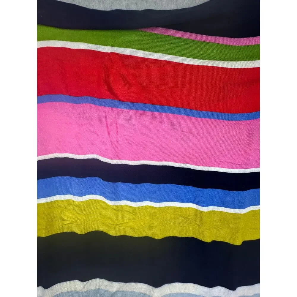 Kate Spade New York Flag Stripe Oblong Scarf Wrap Gold Foil Logo